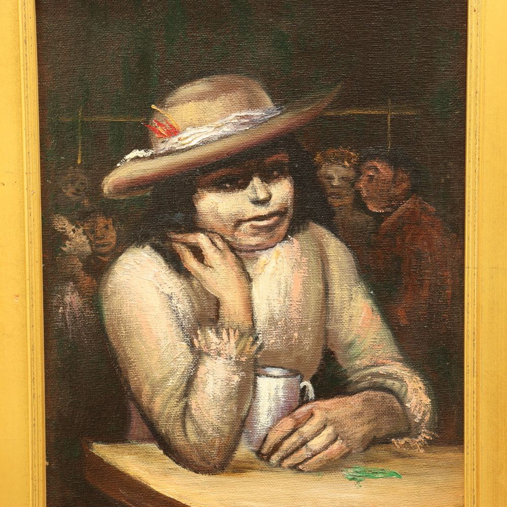 AW158: Albert Pels "Out of Work" Oil on Board Painting