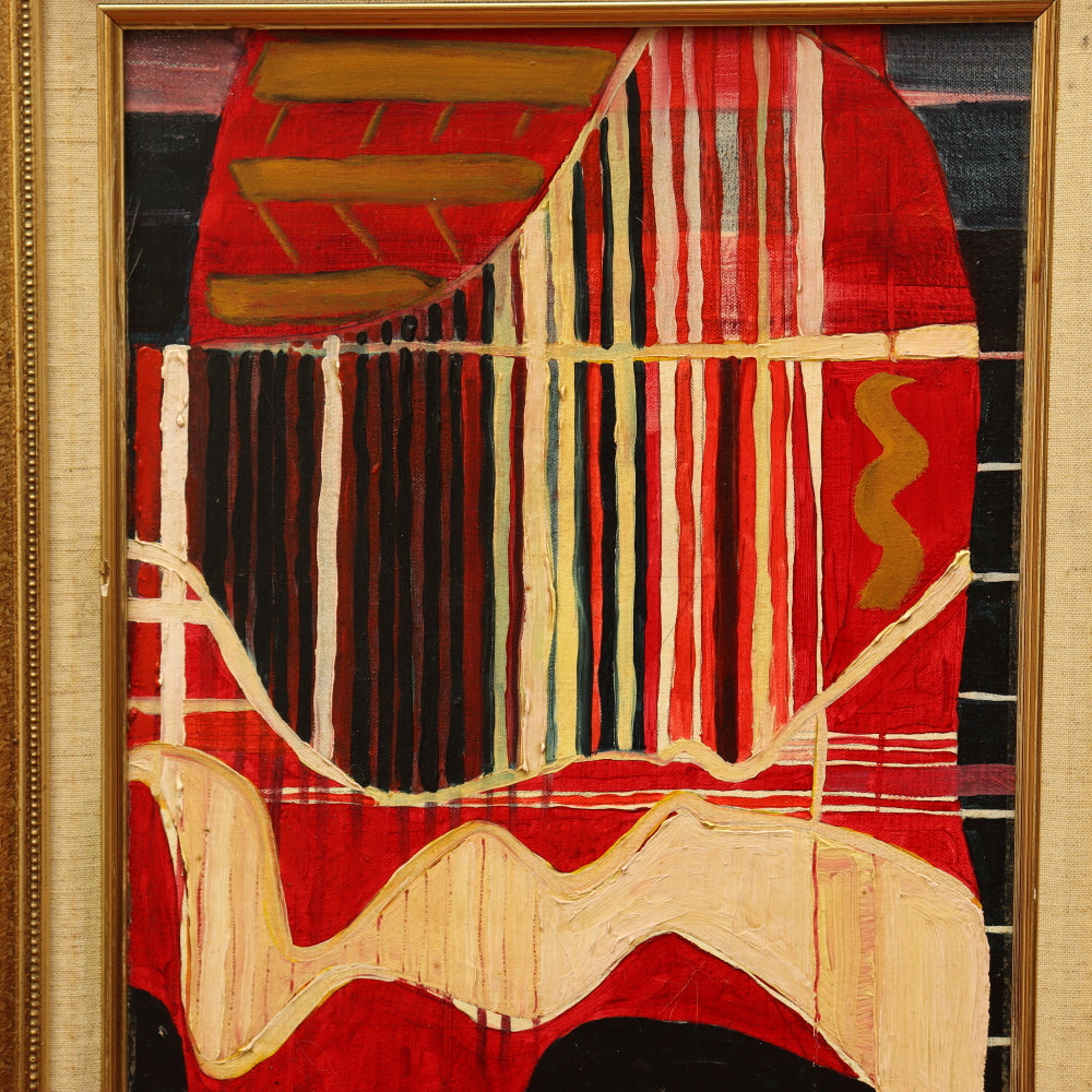 AW835: S. Zeyor Modernist Composition Oil on Board Painting