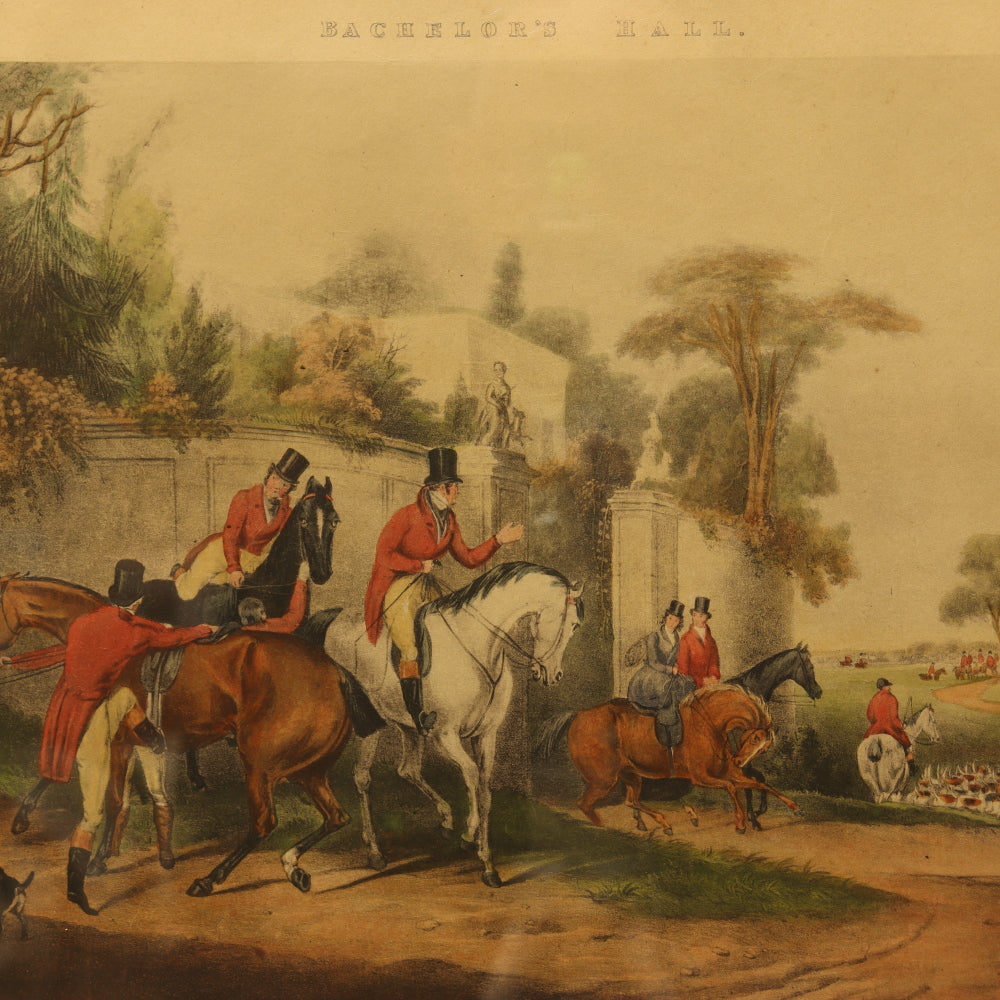 AW8-040: Turner Francis Calcraft "Bachelors Hall The Meet"  Hand Colored Lithograph Hunt Scene Circa 1835