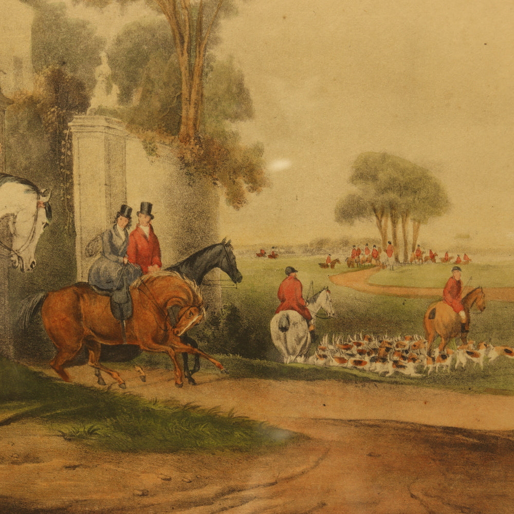 AW8-040: Turner Francis Calcraft "Bachelors Hall The Meet"  Hand Colored Lithograph Hunt Scene Circa 1835