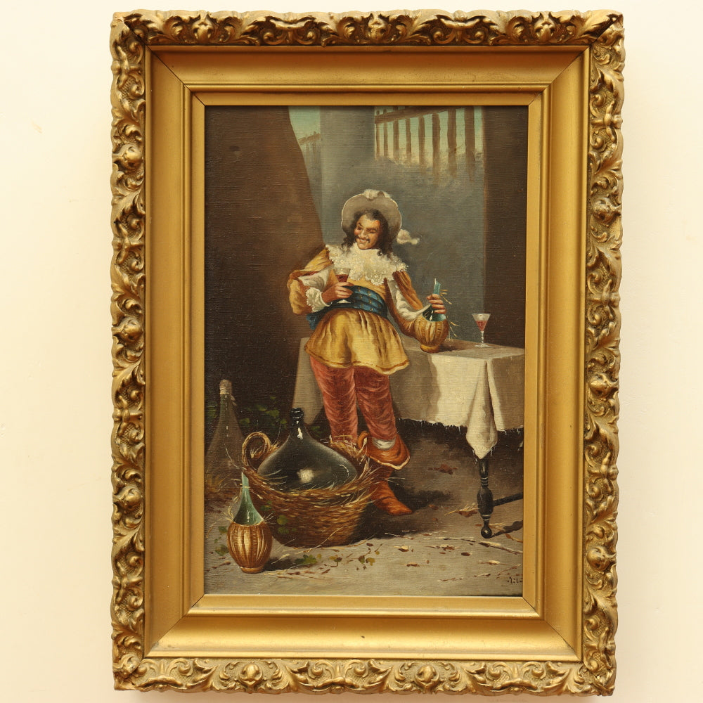 AW164: Late 19th Century European School Portrait of a Young Cavalier Oil on Canvas