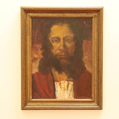 C. Keating Depiction of Christ Oil on Board 20th Century | Work of Man