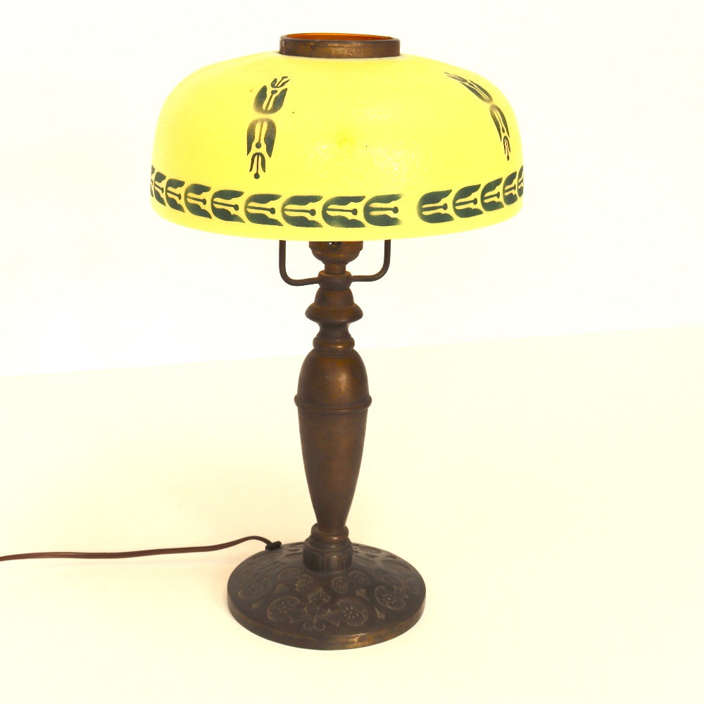 AL2-027: Circa 1920's Pittsburg Lamp With Chipped Ice Shade