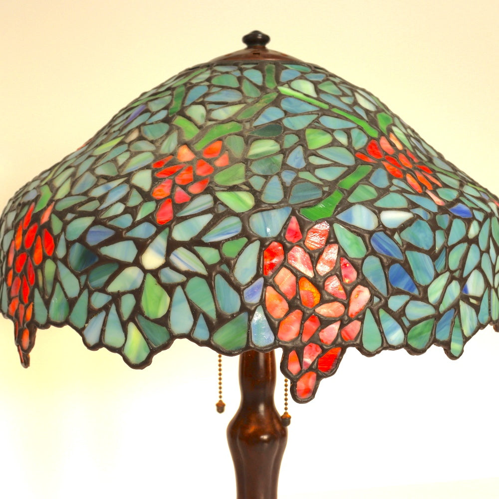 AL2-043: Antique Handel and Unique Art Glass Leaded Stained Glass Lamp Early 20th Century