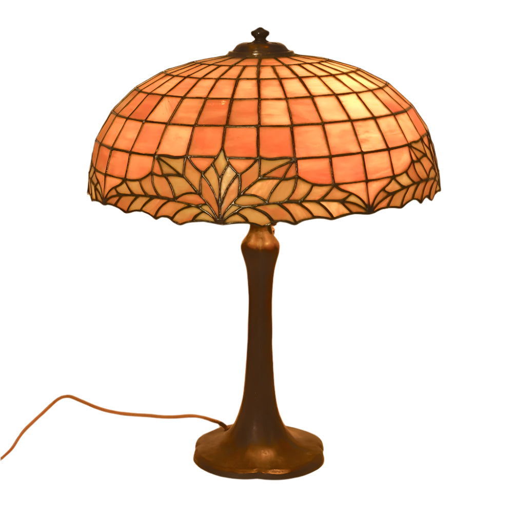 Antique Handel & Duffner & Kimberly Arts & Crafts Bronze Leaded Glass Shade Lamp | Work of Man