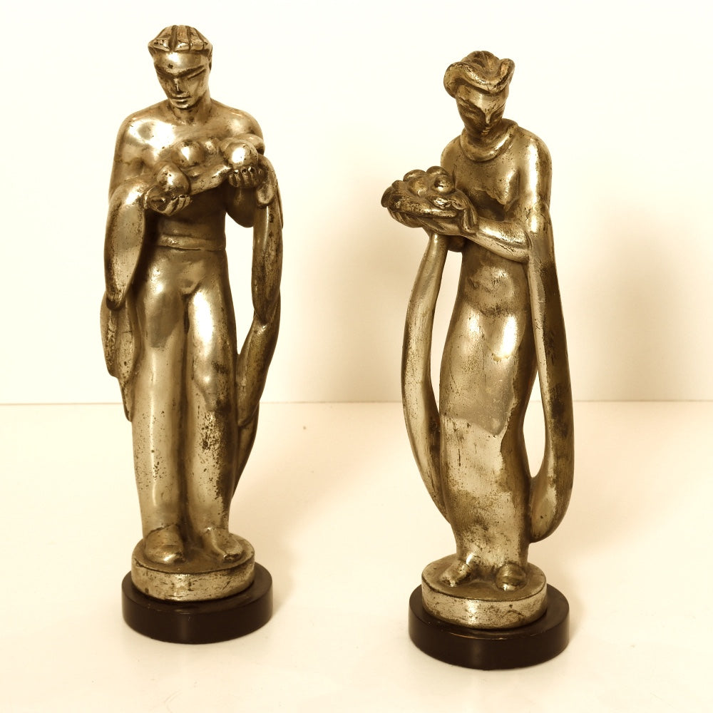 AW11-023: Early - Mid 20th Century Modernist Pair of Polynesian Figure Statues