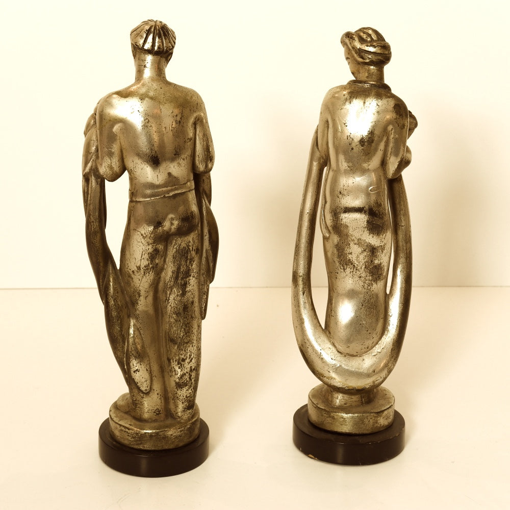 AW11-023: Early - Mid 20th Century Modernist Pair of Polynesian Figure Statues