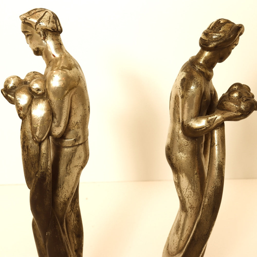 AW11-023: Early - Mid 20th Century Modernist Pair of Polynesian Figure Statues