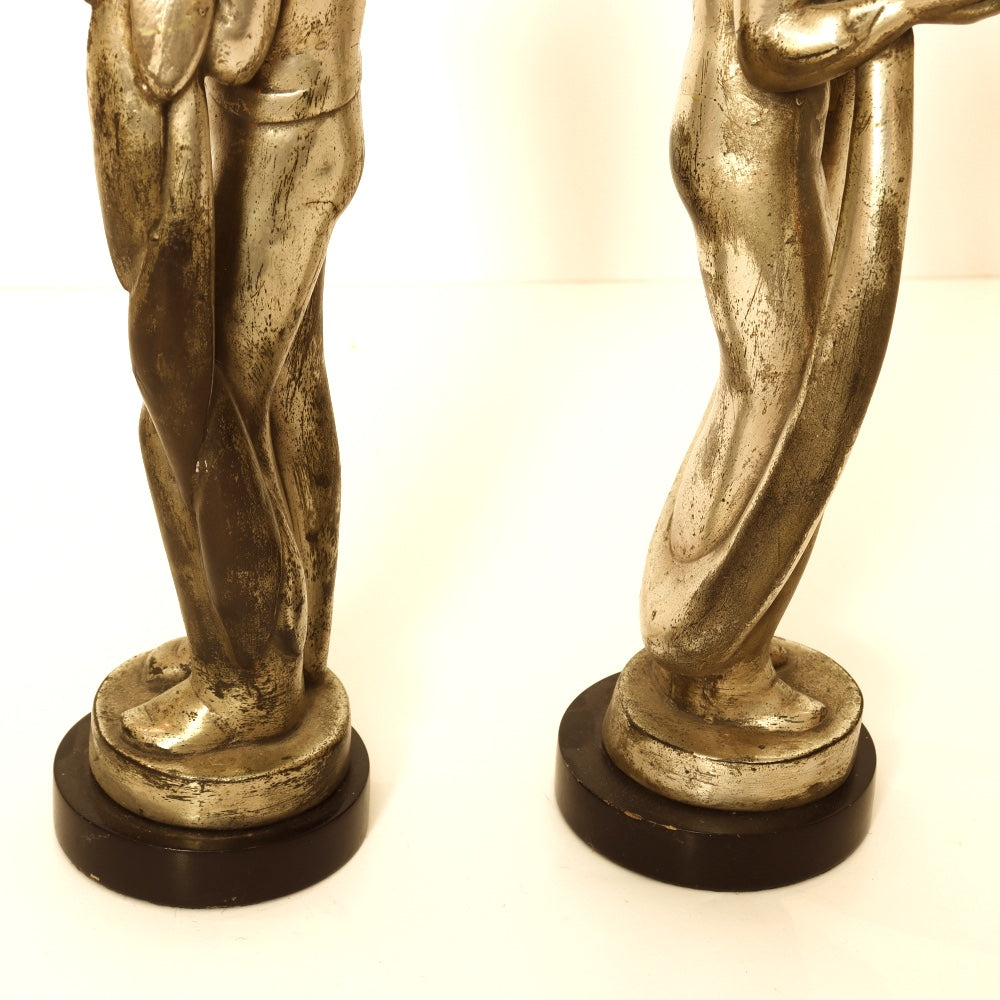 AW11-023: Early - Mid 20th Century Modernist Pair of Polynesian Figure Statues