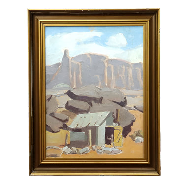 Ralph Holmes Desert Shack Oil on Board Painting | Work of Man