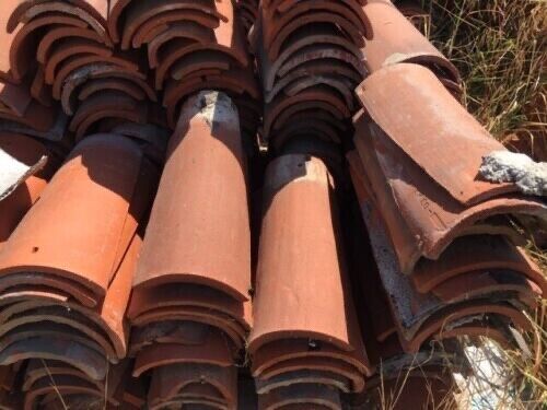 AA9-007: Handmade Spanish Terracotta Roof Tiles From 1920's Beverly Hills Spanish Colonial Revival House