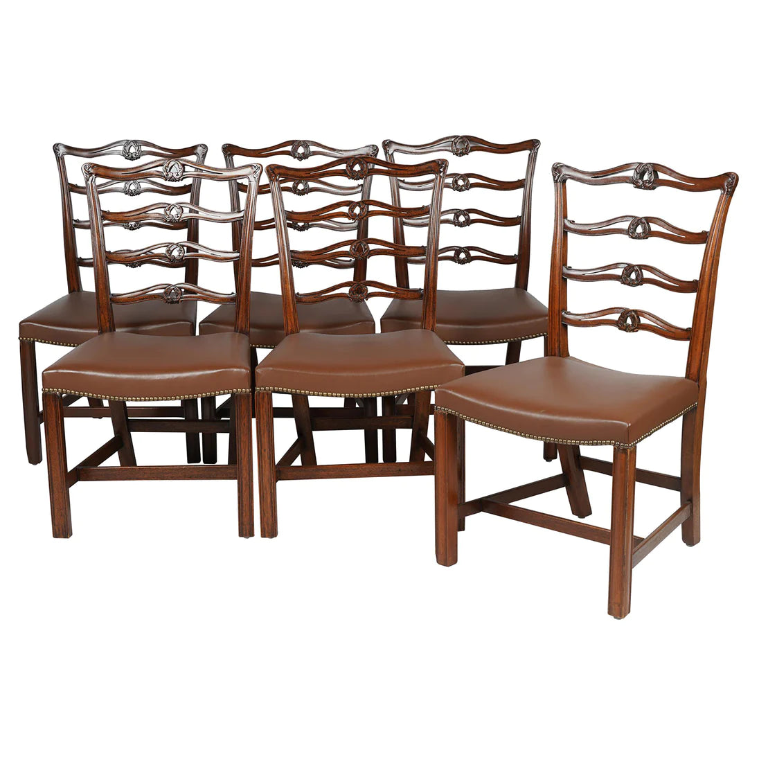 AF2-101: ANTIQUE SET OF TEN EARLY 19TH C CHIPPENDALE STYLE MAHOGANY DINING CHAIRS