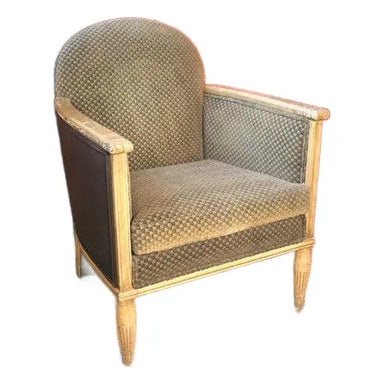 vintage-circa-1930s-french-art-deco-upholstered-armchair-with-original-patinated-finish | Work of Man