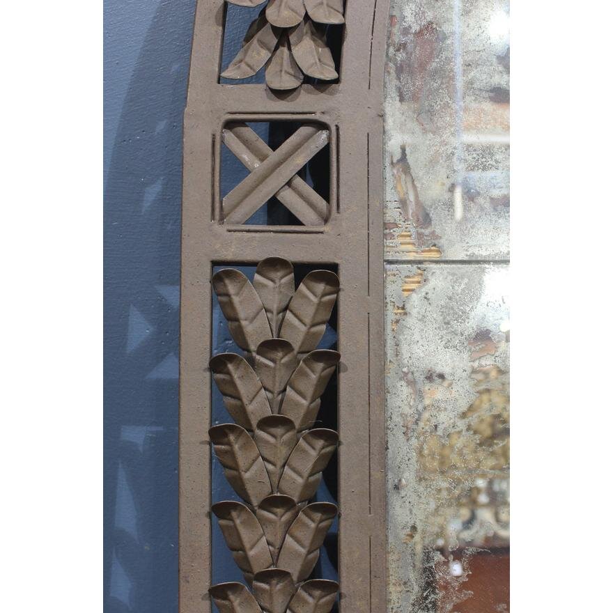 AF7-108: LATE 20TH CENTURY CONTEMPORARY LARGE PATINATED METAL WALL MIRROR