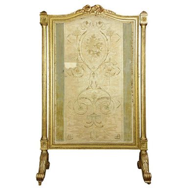 ANTIQUE FRENCH  CARVED GILTWOOD FIRE SCREEN | Work of Man
