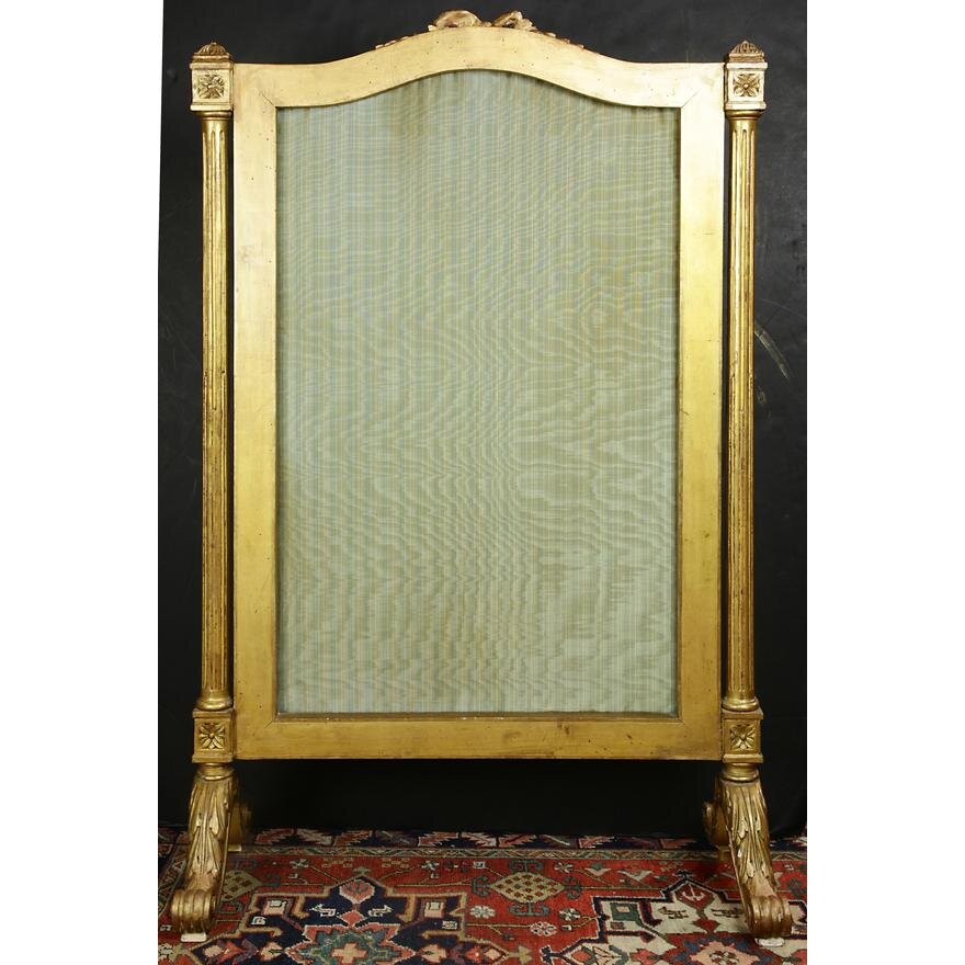 AF7-002: ANTIQUE EARLY 19TH CENTURY FRENCH  CARVED GILTWOOD FIRE SCREEN