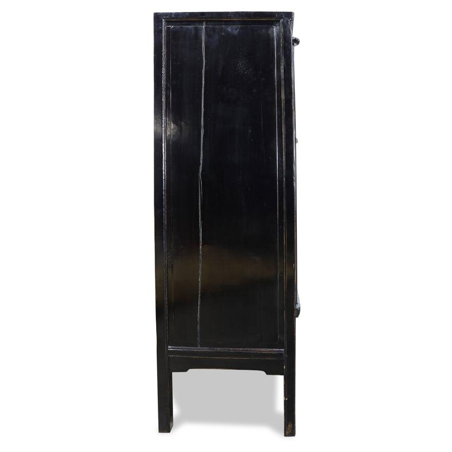 AF3-135: ANTIQUE LATE 19TH CENTURY BLACK LACQUER CHINESE COFFER / CABINET