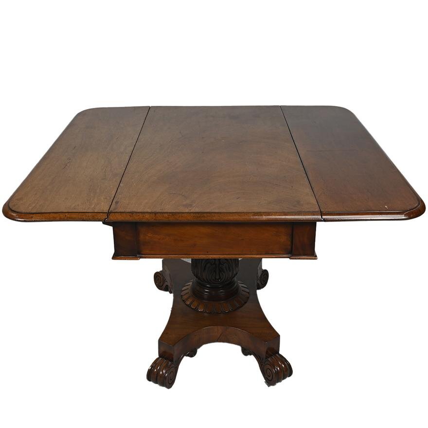 AF1-271: ANTIQUE EARLY 19TH CENTURY LATE AMERICAN CLASSICAL MAHOGANY PEMBROKE TABLE