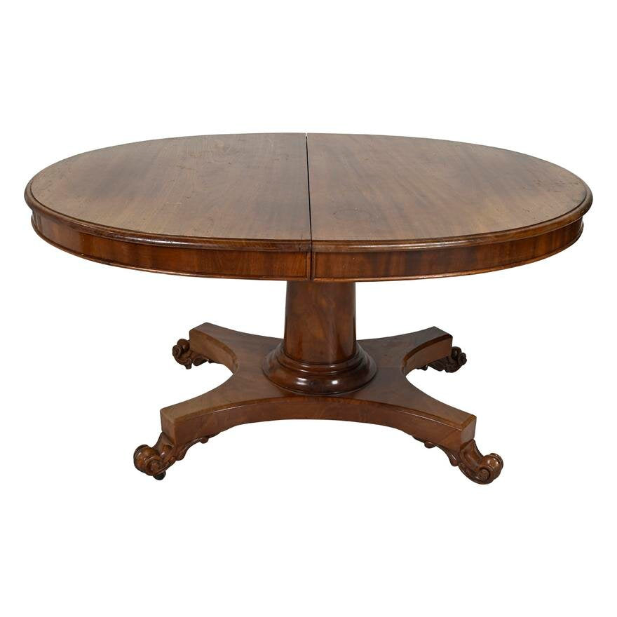 ANTIQUE AMERICAN LATE CLASSICAL OVAL PEDESTAL TABLE | Work of Man