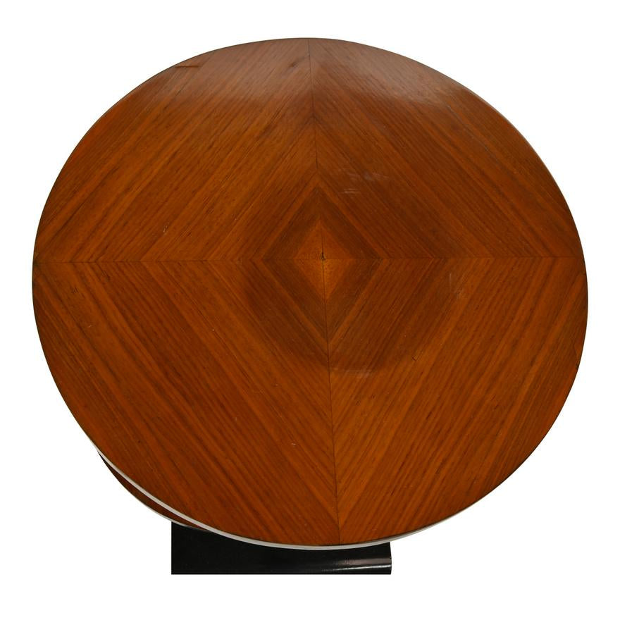 AF1-007: C 1930's French Art Deco - Bauhaus Inspired - Parcel Ebonized Walnut 2 Tier Side Table