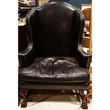 Antique Kittinger Historic Newport Leather Wing Chair | Work of Man