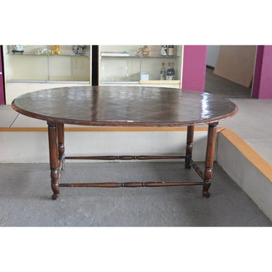ANTIQUE FRENCH OVAL PARQUETRY DINING TABLE | Work of Man