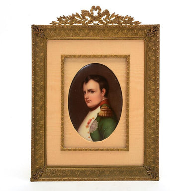 French School - Portrait Miniature of Napoleon - Oil on Porcelain Painting | Work of Man