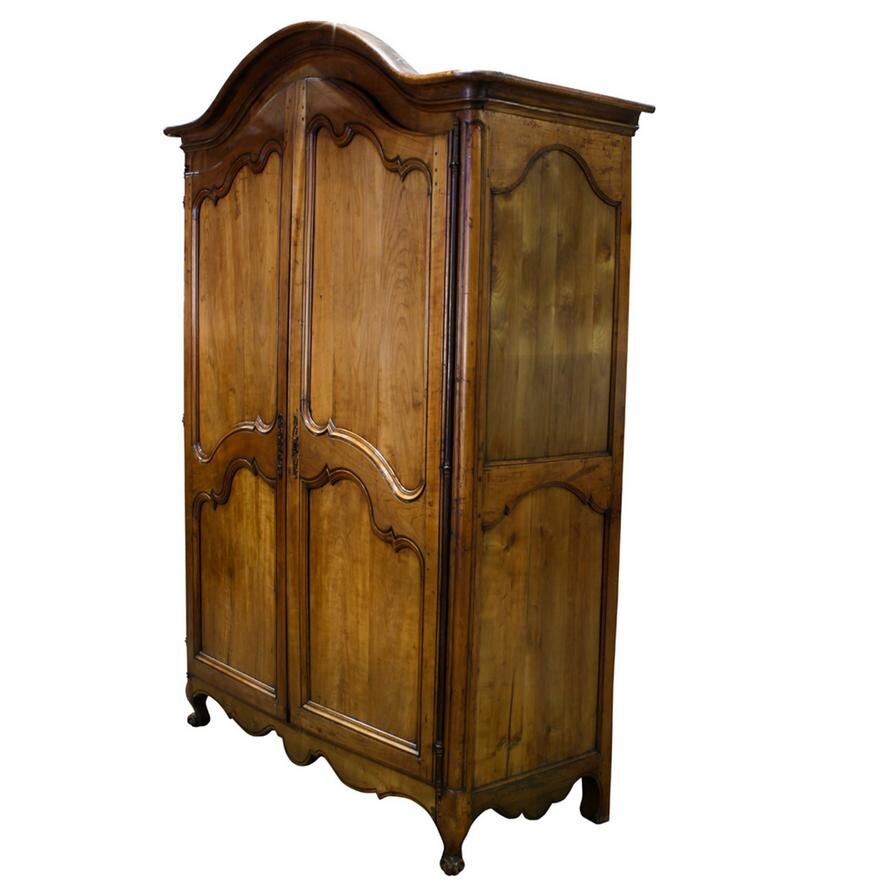 AF3-102: ANTIQUE 18TH CENTURY LOUIS XV PROVINCIAL FRUITWOOD ARMOIRE