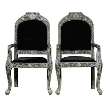 ANTIQUE INDIAN BONE INLAID ARM CHAIRS | Work of Man