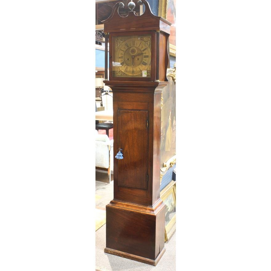 TK1-105: 18TH CENTURY A GEORGIAN TALL CASE CLOCK, BY WM. MARTIN, BRISTOLL