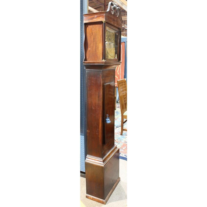 TK1-105: 18TH CENTURY A GEORGIAN TALL CASE CLOCK, BY WM. MARTIN, BRISTOLL