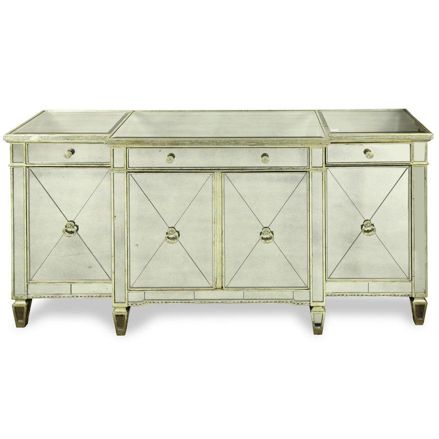 ANTIQUE HOLLYWOOD REGENCY MIRRORED SIDEBOARD | Work of Man
