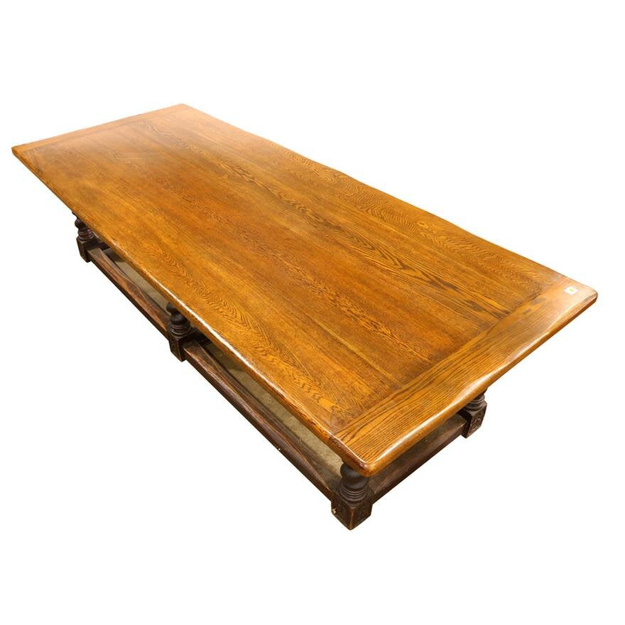 AF1-129: Antique Massive Early 20th C Spanish Colonial Wide Plank Oak Refectory Table from the Mission Inn, Riverside CA