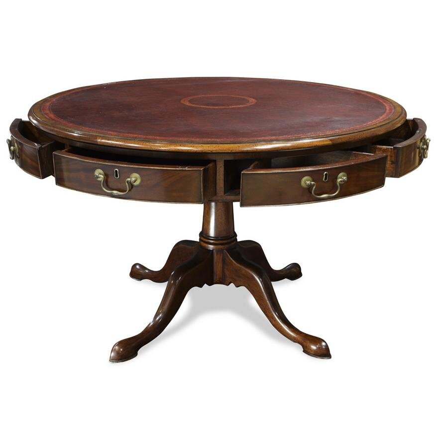 AF1-134: LATE 20TH CENTURY ENGLISH GEORGE III MAHOGANY REVOLVING RENT TABLE