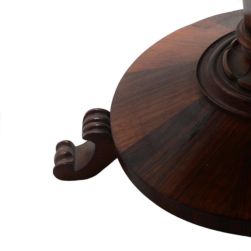 AF1-280: ANTIQUE EARLY ENGLISH VICTORIAN ROSEWOOD ROUND PEDESTAL TABLE