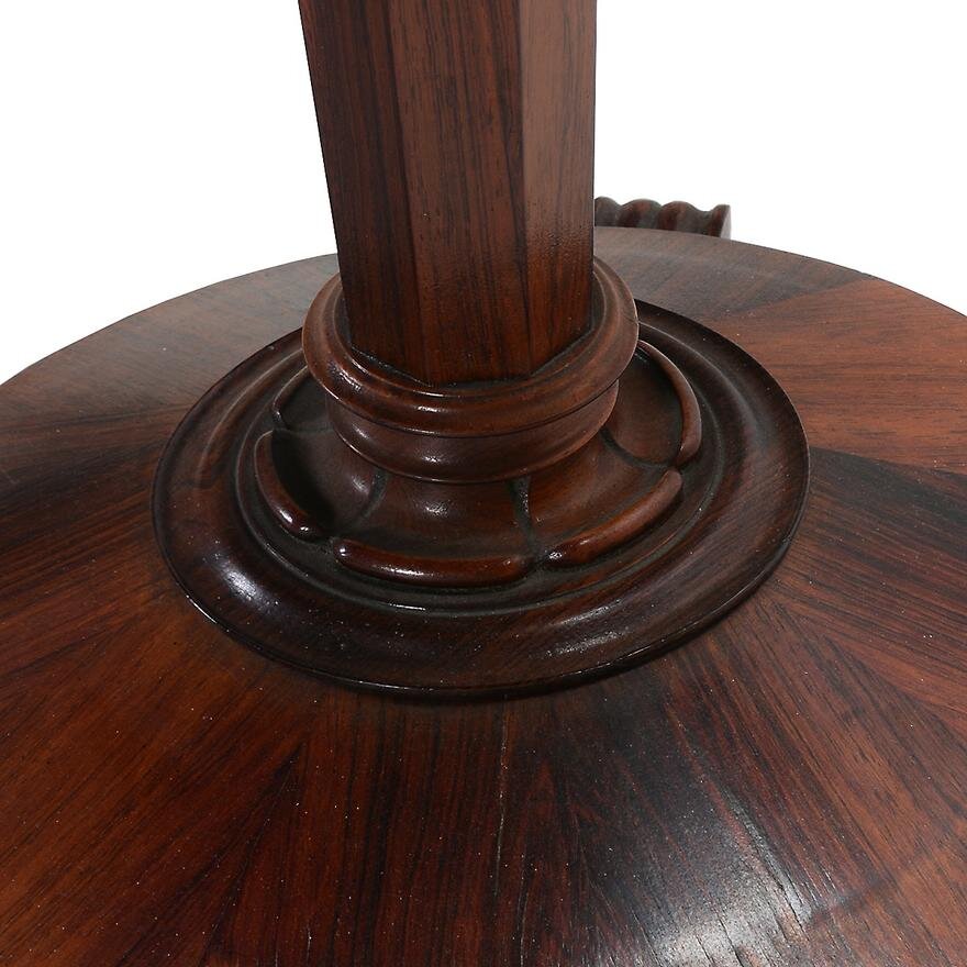 AF1-280: ANTIQUE EARLY ENGLISH VICTORIAN ROSEWOOD ROUND PEDESTAL TABLE