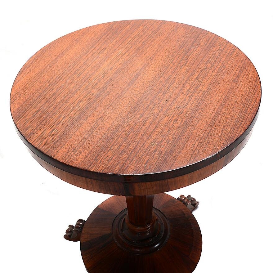 AF1-280: ANTIQUE EARLY ENGLISH VICTORIAN ROSEWOOD ROUND PEDESTAL TABLE