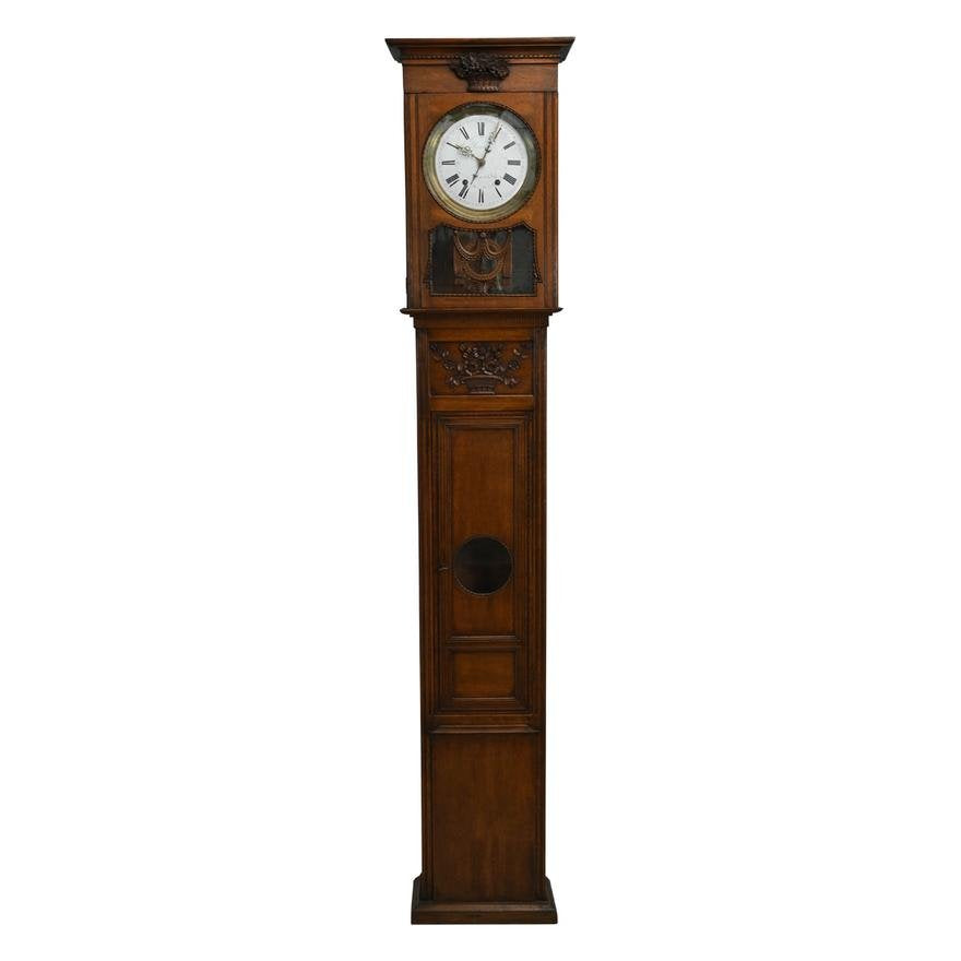 TK1-112: 18TH CENTURY FRENCH REGENCE STYLE OAK TALL CASE CLOCK