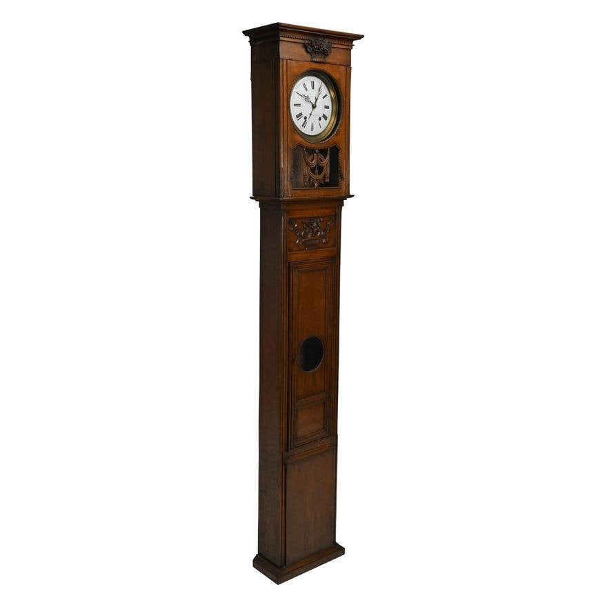 TK1-112: 18TH CENTURY FRENCH REGENCE STYLE OAK TALL CASE CLOCK