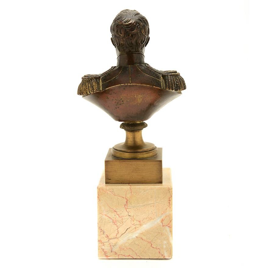 AW11-007: BRASS AND COPPER BUST OF NAPOLEON ON A MARBLE BASE