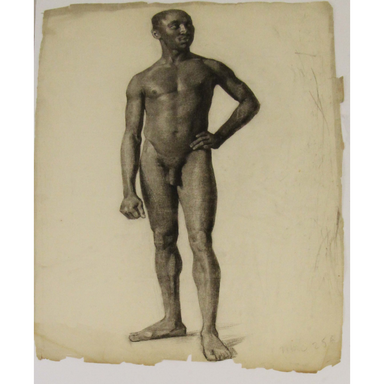 Egbert Cadmus Studio Drawing of a Standing Male - Pencil & Charcoal Painting | Work of Man
