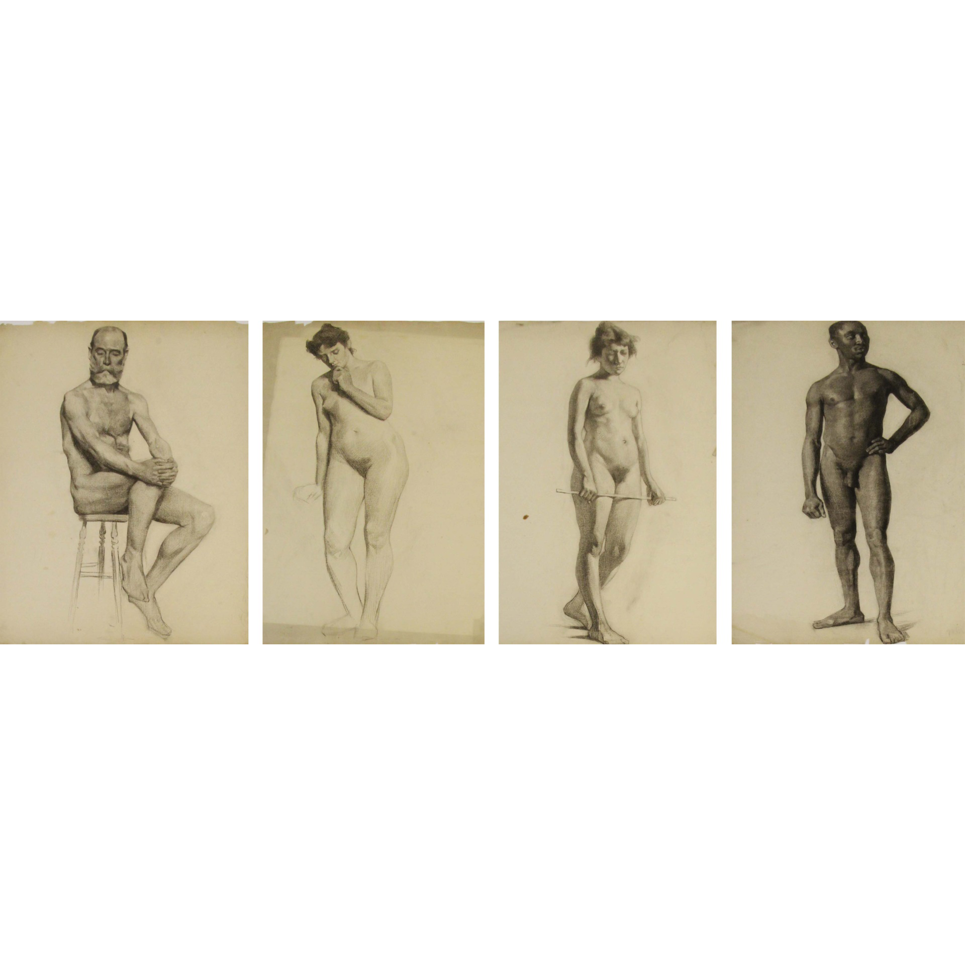 AW6-002: Egbert Cadmus Studio Drawing of a Standing Female - Pencil & Charcoal