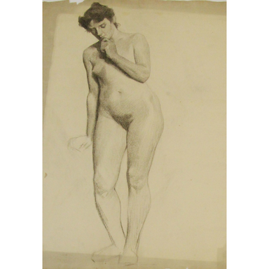 Egbert Cadmus Studio Drawing of a Standing Female - Pencil & Charcoal Painting | Work of Man