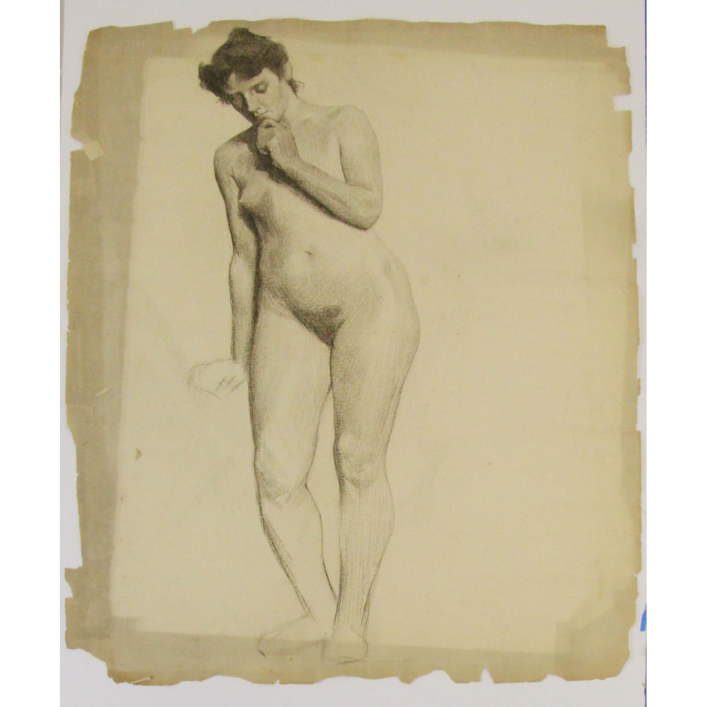 AW6-002: Egbert Cadmus Studio Drawing of a Standing Female - Pencil & Charcoal