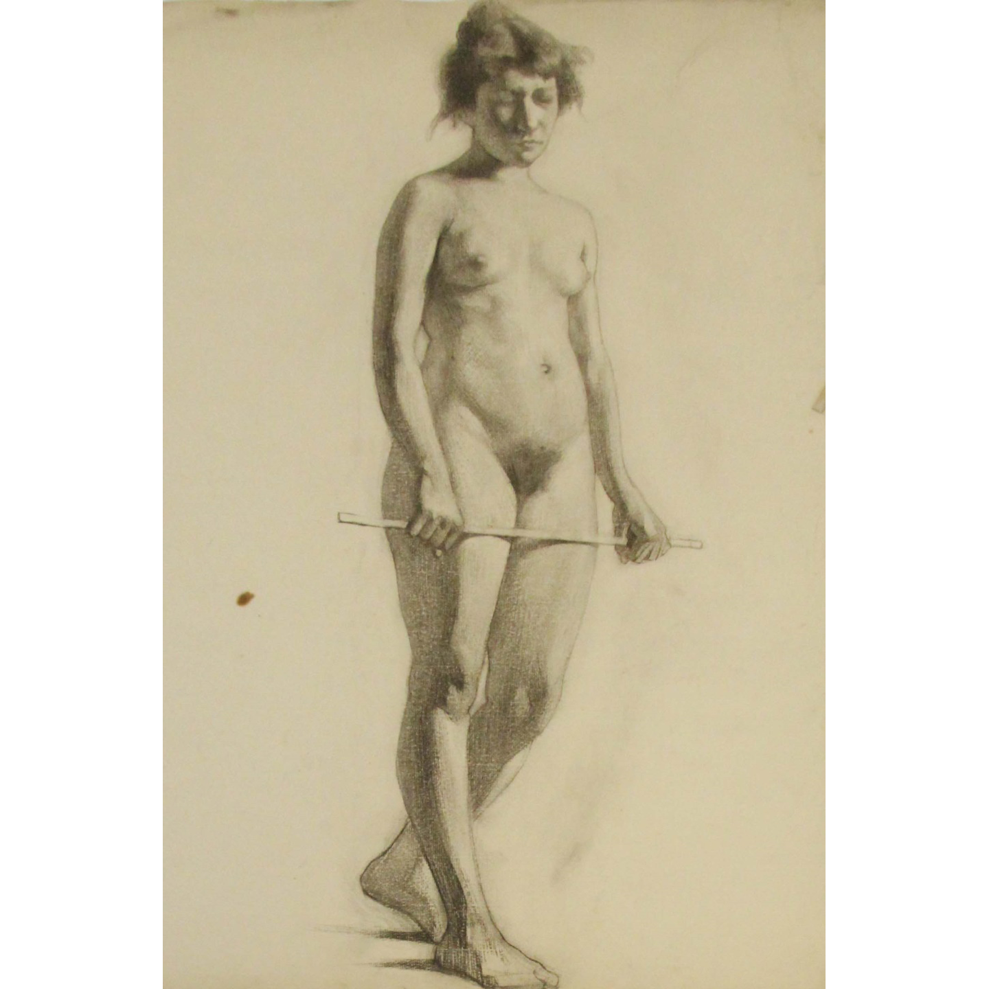 AW6-003 Egbert Cadmus Studio Drawing of a Standing Female - Pencil & Charcoal