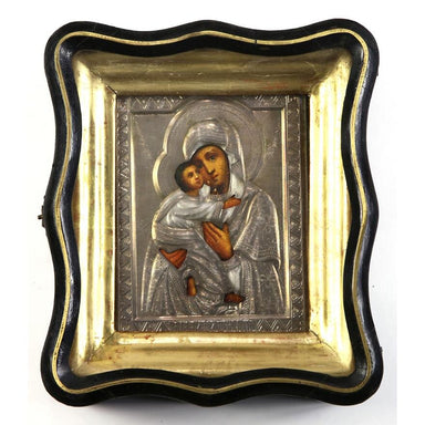 Russian School - Mother Of God - Oil On Board Painting | Work of Man