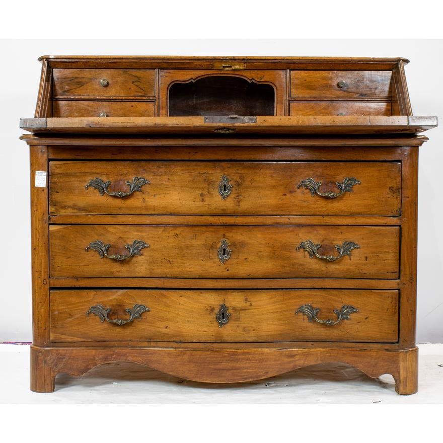 AF5-365: ANTIQUE MID 18TH CENTURY FRENCH PROVINCIAL WALNUT SECRETARY DROP FRONT DESK