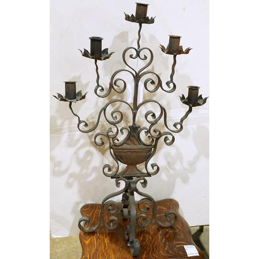 DA7-001: SPANISH COLONIAL REVIVAL STYLE WROUGHT IRON CANDELABRA