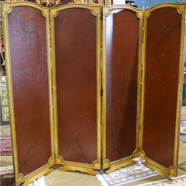 ANTIQUE FRENCH FOUR PANEL POLYCHROME SCREEN | Work of Man