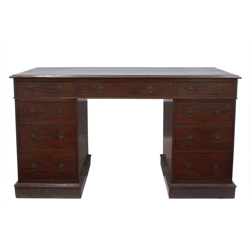 ANTIQUE ENGLISH MAHOGANY PEDESTAL DESK | Work of Man